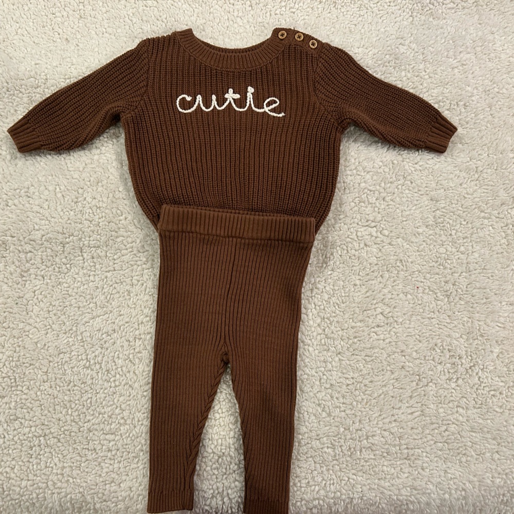 Grayson Mini Brown Sweater and Legging Set NWOT 3-6 months